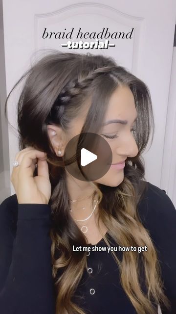 Amelia Gaerte on Instagram: "✨Braid headband tutorial✨   This is such a cute little hack that looks harder than it is! If your hair is long enough, I promise you can do this!! Tag me if you try it so I can see! 🥰   #hairtutorial #braidheadband #braidhairhacks #hairstyleidea #hairstyleinspo #hairreel #easyhairstyle #simplehairstyle #elevatedhairstyle #longhairhairstyle #cutehairstyle" Braided Hairstyles Headband, Braid Hairband Hairstyles Tutorial, Long Hairstyles With Headbands, Braided Hair Headband, Braids On Top Of Head With Hair Down, Little Braids In Hair, Headband With Braids, Braided Headband Hairstyles, Headband Braid Hairstyles