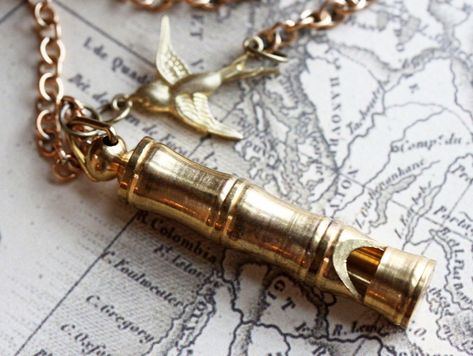 Whistle Necklace, Water Mill, Bird Charm, Steampunk Jewelry, Necklace Vintage, How To Make Notes, Gorgeous Necklaces, Locket Necklace, Brass Chain