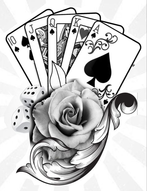 Poker Cards Tattoo Design, Deck Of Cards Tattoo, Card Tattoo Ideas, Clock Card, Card Tattoo Designs, Cute Hand Tattoos, Ace Card, Card Tattoo, Poker Cards