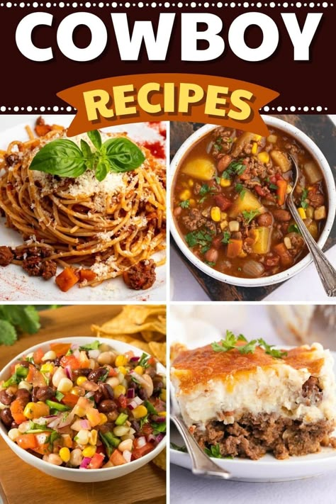 Western Meals Dinners, Cowboy Potluck Ideas, Western Recipes Dinners, Wild West Recipes, Wild West Dinner Party, Western Dishes Recipes, Wild West Party Food Ideas, Traditional Texas Recipes, Cowboy Cooking Recipes