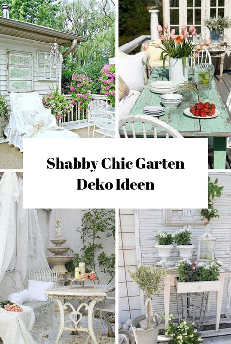 Shabby Chic Garten Deko Ideen Shabby Chic Outdoor Furniture, Shabby Chic Veranda, Chic Outdoor Furniture, Shabby Chic Patio, Chic Patio, Shabby Chic Wedding Decor, Shabby Chic Porch, Indoor Porch, Shabby Furniture