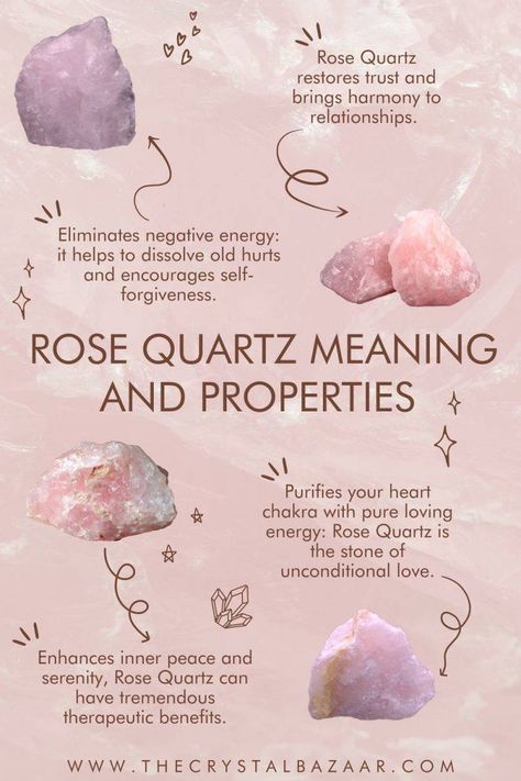 Rose Quartz Meaning, Crystal Healing Chart, Rose Quartz Healing, Crystal Guide, Crystals Healing Properties, Spiritual Crystals, Essential Oil Candles, Crystal Healing Stones, Rose Quartz Necklace