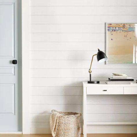 Target Wallpaper, Shiplap Wallpaper, Peel And Stick Shiplap, Wallpaper Stairs, Installing Shiplap, Vinyl Wood, Wallpaper Interior Design, White Shiplap, Wallpaper White