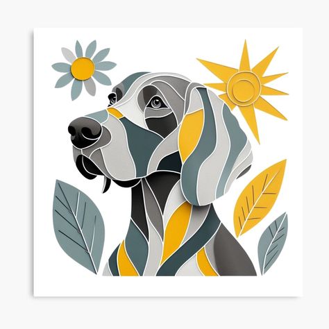 Get my art printed on awesome products. Support me at Redbubble #RBandME: https://www.redbubble.com/i/metal-print/Weimaraner-in-Paper-Collage-Style-by-WeimTrails/160606994.0JXQP?asc=u Weimaraner Drawing, Weimaraner Dogs, Weimaraner, Brilliant Colors, Paper Collage, Dog Life, Dog Gifts, Drawing Sketches, Metal Prints