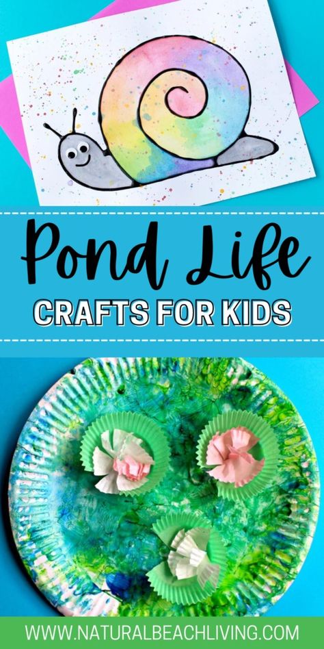 14 Pond Theme Crafts for Kids - Natural Beach Living Garden Theme Crafts, Pond Crafts Preschool Art Projects, Pond Preschool Crafts, Pond Crafts For Kids, Pond Crafts For Toddlers, Nature Themed Crafts For Kids, Preschool Pond Activities, Pond Life Preschool Crafts, Pond Life Crafts