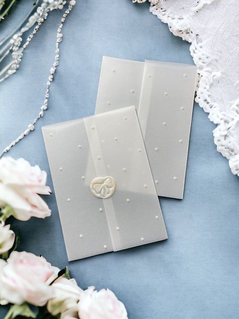 Invitation Sleeve, Pearl Wedding Decorations, Pearl Invitations, Vellum Wedding Invitations, Clear Wedding Invitations, Vellum Jacket, Vellum Wrap, Kylie Skin, 2025 Wedding