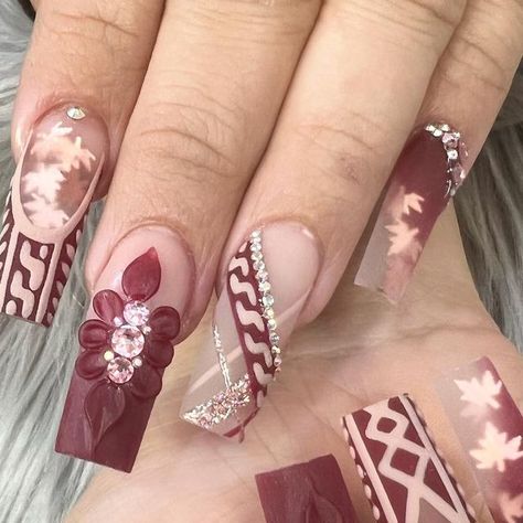 Natomas Nails on Instagram: "Burgundy fall nail design 🍁🍂💕💅🏻 916-575-9966 for appointment 💕💅🏻 #plaidnails #nailpromagazine #longnails💅 #trendynails #squarenailshape #nailsdesign #burgundynails #nailstoinspire #elegantnails #salonnearme #nailsfashion #fallnails🍁🍂 #christmasnails #916nailtechs #trendingnow😍 #fallvibes #mattnails #fallnailsdesign #winternails #uglysweater #nailaddict #bluenails #916xxxlnails #nailsfascination #nailsofinstagram #sacnailtech" Fall Nail Design, Fall Nail Inspo, Plaid Nails, Burgundy Nails, Halloween Nail Designs, Elegant Nails, Fall Nail, Nail Pro, Fall Nail Designs