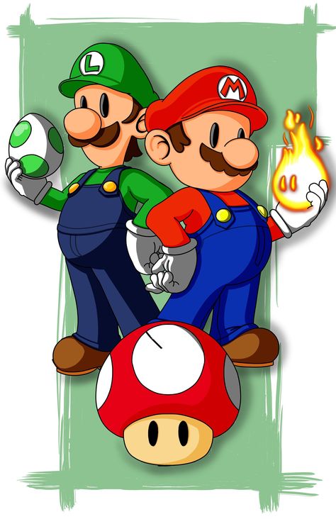 "This is a LIMITED EDITION SERIES HAND SIGNED Print of Mario and Luigi inspired by Nintendo's Mario Bros Each print is drawn on a Wacom Cintiq, hand signed and numbered by myself. Each Print measures 11\"x17\" on 100 lb Gloss Paper Stock Get them before they're all gone!" Mario Und Luigi, Nintendo Mario Bros, Mario Toys, Mario Y Luigi, Mario E Luigi, Super Mario And Luigi, Wacom Cintiq, Super Mario Art, Mario Art