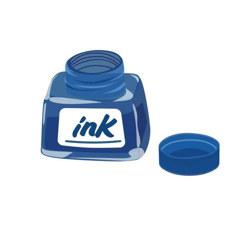 Bottle Vector, Ink Pot, School Concept, Ink Bottle, Flat Vector, Cartoon Style, Blue Ink, Lord Shiva, Preschool Crafts