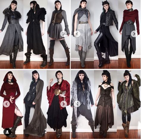 Witch Clothing Aesthetic Modern, Cottage Witch Fashion, Ruana Outfit, Fantasycore Outfits, Rogue Clothing, Cyberpunk Dnd, Larp Clothing, Witch Aesthetic Outfit, Fantasy Core