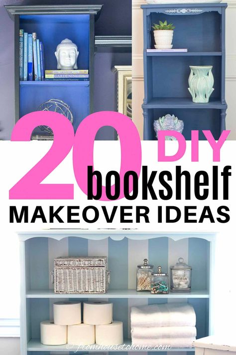 Looking for some easy ways to make your shelves more interesting? Check out these 7 simple ways to dress up your bookshelves. #fromhousetohome #diy #home #decor  #diydecorating #furniture Painting Bookshelves, Bookshelf Makeover Diy, Easy Diy Bookshelf, Build Your Own Shelves, Brown Bookcase, Bookcase Makeover, Bookshelf Makeover, Diy Furniture Makeover Ideas, Painted Bookshelves