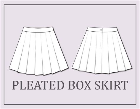 Skirt Art Tutorial, Parts Of A Skirt, Pleated Skirt Free Pattern, Skirt Technical Flat, Skirt Template, Box Skirt, Skirt Drawing, Types Of Pleats, Skirt Png