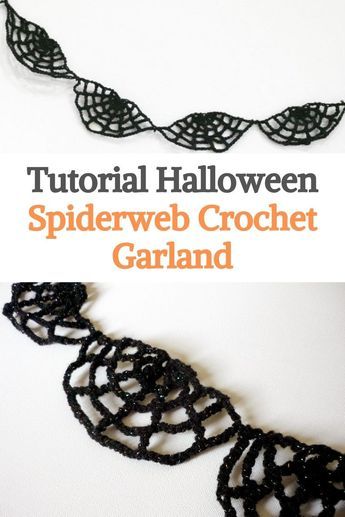 Crochet Spider Web Decor, Crochet Spider Web Bunting, Crochet Seasonal Garland, Spider Web Garland Crochet, Spiderweb Garland Crochet, Crochet Spiderweb Garland, Knit Spider Web, Halloween Crochet Beginner, Halloween Crochet Bunting