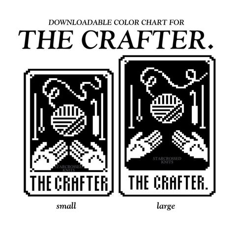 DIGITAL DOWNLOAD PDF of a color chart for THE CRAFTER tarot card. THE CRAFTER represents transformation, creativity, mindfulness, and creation (okay so this isn't a real tarot card, but it totally should be. This listing is JUST for the color chart in two sizes; see my other listings for the full sweater pattern! The chart comes in two sizes, with numbered rows and columns for tracking as you move through the chart (see second photo for example of the actual chart's formatting, with grid lines a Knitting Intarsia, Crochet Tarot, Intarsia Knitting Charts, Intarsia Crochet, Crochet Cross Stitch, Stranded Knitting, Intarsia Knitting, Crochet Graph, Graph Crochet