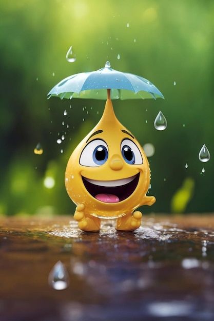 Photo cute rain water drops | Premium Photo #Freepik #photo Rain Emoji, Save Water Images, Water Drop Images, Good Morning Nature Quotes, Conservation Art, Water Images, Funny Emoticons, Happy Wallpaper, Good Morning Nature