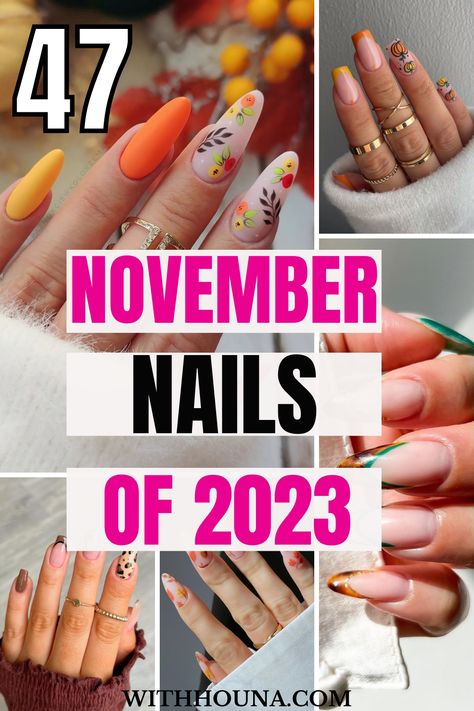 November is finally here and I can you're looking for the cutest November nails of 2023 and November nail designs to take your fall nails to the next level. You'll find everything from November nails, November nail designs, fall November nails, short November nails 2023, November nail ideas, November nail colors, and so much more. November Nails Ideas 2023, Nails Of 2023, Cute November Nails, November Nail Art, November Nails Colors, Thanksgiving Nail Ideas, Spice Nails, November Nail, November Nail Designs