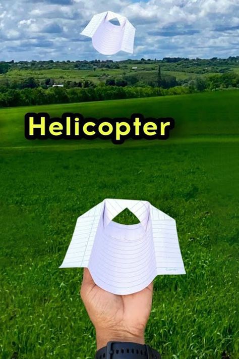 It is a flying paper helicopter plane-making video tutorial. It is a cool design paper airplane that can fly fast and far. In this video, I am showing how to make the best and most beautiful helicopter airplane with color paper. #toyplane #helicopter #paperhelicopter How To Make A Paper Helicopter, Paper Helicopter Template, Origami Helicopter, Helicopter Craft, Make A Plane, Paper Helicopter, Best Paper Plane, Toy Helicopter, Origami Plane