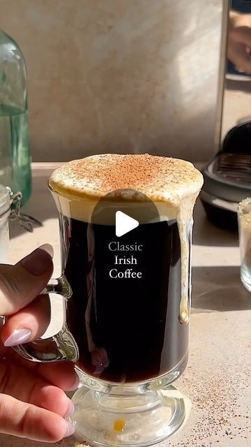 Julianna McIntosh on Instagram: "Caffeinated & BOOZY kicking off our first St. Patricks Day inspired recipe with the classic IRISH COFFEE ☕️☘️

This is a quick way to get a little taste of heaven. So easy to make at home, but will make you feel like you’re at the Buena Vista!

Here’s how to make it at home:
In a coffee mug add
2 tsp brown sugar
4 oz hot coffee
Pinch of sea salt
Mix together until sugar dissolves 
Add 2 oz Irish whiskey
Top with approx 1-2 oz lightly whipped heavy cream
Garnish with chocolate dusting on top!

Xoxo, cheers!
#irishcoffee #irishwhiskey #stpatricksday #cocktailrecipes #drinkrecipe #stpatricksdayrecipes" Join Jules, Food Essentials, Irish Coffee Recipe, Coffee Life, Irish Coffee, Coffee Is Life, Irish Whiskey, Heavy Whipping Cream, Inspired Recipes