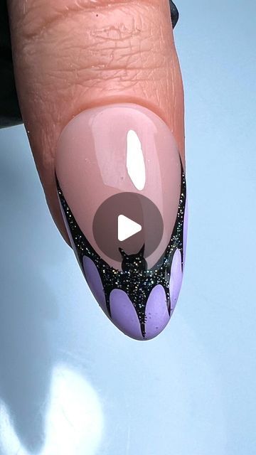 AMANDA BYRNE NAIL ARTIST on Instagram: "Sparkly Bat French is a must this spooky season 🦇   • BUFF Build Me Up • ORCHID & BLACK ARTYgels • DIAMONDS IN THE SKY Gel Polish • LIKE A DIAMOND Top Coat • STRIPER & DETAILER Nail Art Brushes   Inspo @grabbersbymiks    ♥︎ SAVE IF YOU LIKE ♥︎  Using #everythingmagpie   🖤 @magpie_beauty 🖤 @magpie_education 🖤  @aleana_hand Female Practice Thumb   #nails #nailsonfleek #nailsofinstagram #instanails #nailswag #naildesigns #nailsoftheday #nailporn #gelnaildesign #gelnails #manicure #nailitdaily #nailprodigy #showscratch #magpiebeauty #ghostnailart #halloweennails #halloweennailart #autumnnails #spookynails #easynailart #simplenailart #handpaintednailart #nailarttutorial #nailtutorial #nailvideo #nailartvideo #boltonnails #boltonnailtech   @nails_by_st Bat Nails Tutorial, How To Paint A Bat On Nails, Easy Bat Nail Art, Purple Bat Nails, Bat Tip Nails, Bat French Nails, Bat Nail Art Tutorial, French Bulldog Nails, Easy Bat Nails