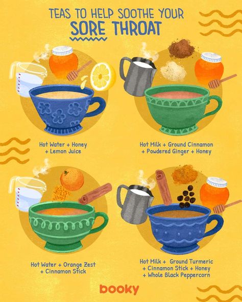 Booky - Soothing a sore throat? Here are four easy tea... Good For Sore Throat, Sore Throat Tea, For Sore Throat, Best Cough Remedy, Throat Remedies, Sore Throat Remedies, Tea For Colds, Sore Throat And Cough, Tea Remedies