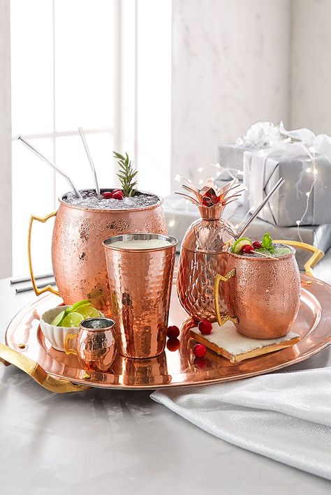 Copper Drinkware, Practical Housewarming Gifts, Christmas Party Drinks, Copper Kitchen Accessories, Mule Mugs, Holiday Hosting, Copper Decor, Copper Mugs, Copper Pots