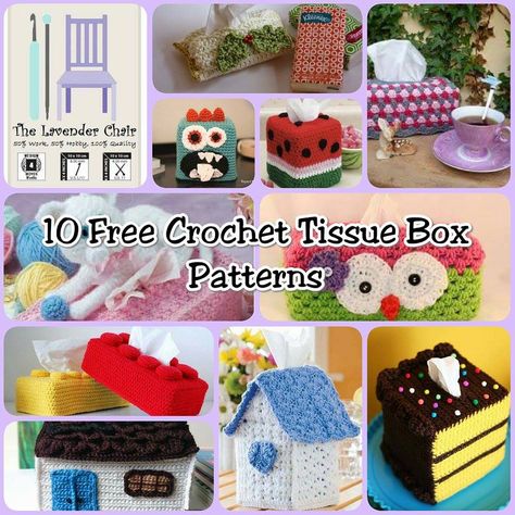 Not only do these crochet tissue box cover patterns make your Kleenexes look cute, it's a great way to dress up your home, Especially with allergy season! Crochet Tissue Box Cover Free Pattern Toilet Paper, Tissue Box Cover Crochet Pattern Free, Tissue Crochet Cover, Crochet Square Tissue Box Cover Free Pattern, Tissue Holder Crochet, Crochet Desk Accessories Free Patterns, Tissue Box Covers Crochet, Crochet Tissue Box Cover Free Pattern, Crochet Kleenex Box Cover