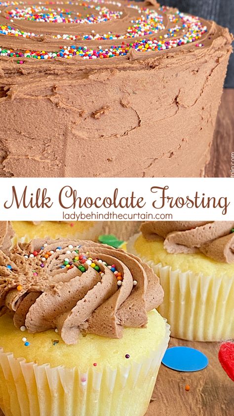 Milk Chocolate Frosting Easy Frosting Recipes, Milk Chocolate Frosting Recipe, Homemade Milk Chocolate, Chocolate Icing Recipes, Chocolate Frosting Recipe, Milk Chocolate Cake, Milk Chocolate Frosting, Homemade Milk, Layered Cakes