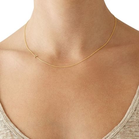 Maya Brenner Initial Necklace Side Initial Necklace, Maya Brenner Initial Necklace, Minimalist Necklaces, Floating Diamond Necklace, Dainty Diamond Necklace, Floating Necklace, Initial Earrings, Solid Gold Necklace, Initial Necklace Gold