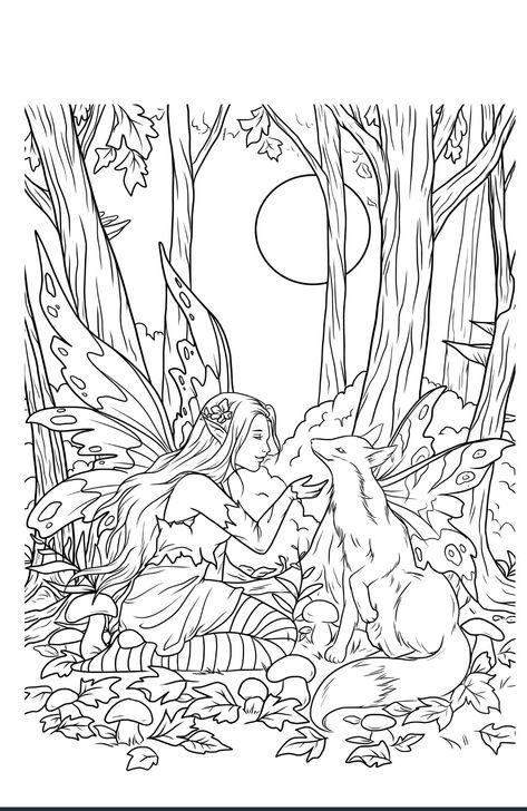 Goblincore Coloring Pages, Detailed Coloring Pages For Grown Ups, Fairycore Coloring Pages, Cool Coloring Pages For Grown Ups, Mythical Coloring Pages, Enchanted Forest Coloring Pages, Fairy Coloring Pages For Adults, Redwork Embroidery Patterns, Fairy Coloring Pages For Grown Ups