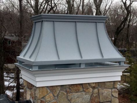 Fireplace Exterior Chimney, Exterior Chimney Ideas, Chimney Caps Ideas Design, Chimney Caps Ideas, Spanish Chimney Cap, Chimney Caps, Metal Chimney Cap, Chimney Caps Metal, Black Metal Chimney Cap