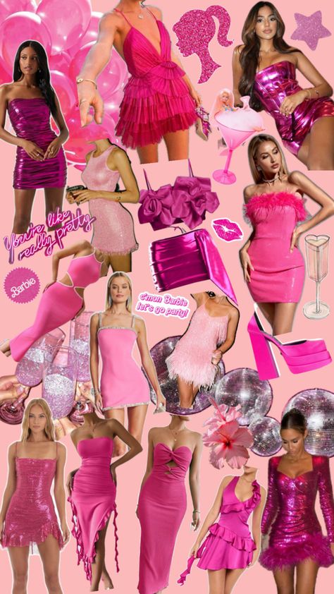 Bachelorette Outfit Themes, Hen Do Outfits, Barbie Bachelorette, Pink Party Theme, Pink Bachelorette Party, Barbie Theme Party, Pink Bachelorette, Hen Party Outfits, Bridal Bachelorette Party