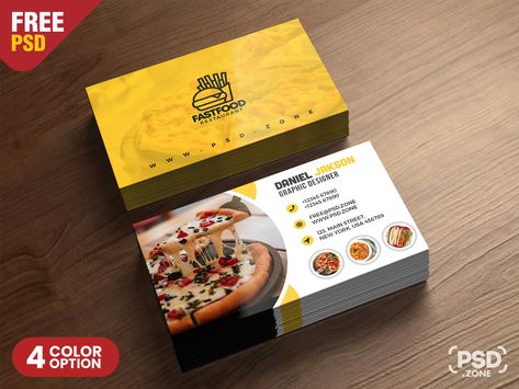 PSD Fast Food Restaurant Business Card Design Restaurant Business Card Design, Restaurant Card Design, Design Kemasan, Restaurant Card, Brochure Food, Food Business Card, Restaurant Business Cards, Free Business Card Templates, Spa Logo