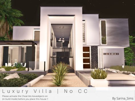 A very modern villa in Del Sol Valley for 1-6 sims. With 2 pools and 2 ponds at the back.  Found in TSR Category 'Sims 4 Residential Lots' Sims 4 Modern House, Lotes The Sims 4, The Sims 4 Lots, Bloxburg House Ideas 2 Floor, Sims 4 House Plans, Sims 4 House Building, Sims 4 House Design, Casas The Sims 4, Sims Building