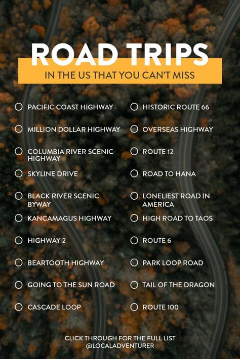 21 Best Road Trips in USA to Put on Your Bucket List » Local Adventurer Roadtrip Bucket List, Us Bucket List Travel, Us Road Trip Ideas, Road Trip Bucket List, Bucket List Usa, Great American Road Trip, Usa Bucket List, Road Trip Ideas, Usa Roadtrip