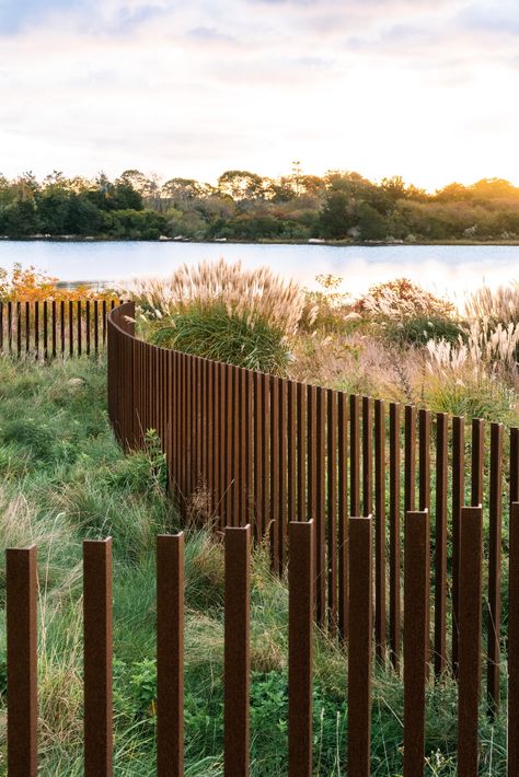 Portfolio — Werner Hendrickson Landscape Architecture Extensive Green Roof, Pool Fence, Block Island, Fence Landscaping, Landscape Garden, Fence Gate, Beach Gardens, Picket Fence, Fence Design