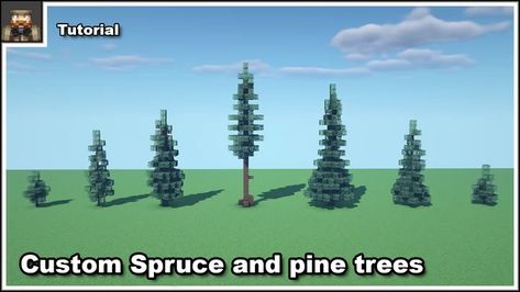 Custom Fantasy Trees Minecraft, Minecraft Spruce Tree Design, Minecraft Custom Pine Tree, Minecraft Trees Design Spruce, Custom Dark Oak Trees Minecraft, Minecraft Spruce Forest Builds, Minecraft Tree Tutorial, Minecraft Pine Tree, Spruce Tree Minecraft