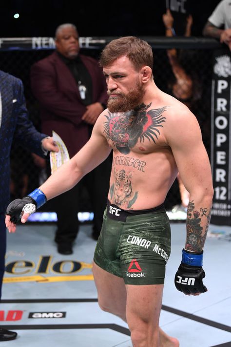 LAS VEGAS, NV - OCTOBER 06:  Conor McGregor of Ireland walks the octagon before his UFC lightweight championship bout during the UFC 229 event inside T-Mobile Arena on October 6, 2018 in Las Vegas, Nevada.  (Photo by Josh Hedges/Zuffa LLC/Zuffa LLC) Mcgregor Walk, Conor Mcgregor Wallpaper, Notorious Conor Mcgregor, Male References, Mc Gregor, Connor Mcgregor, Karate Martial Arts, Muscle Anatomy, Mma Boxing