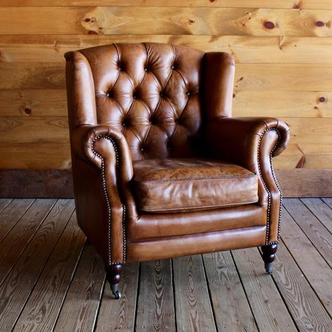 Adirondack Furniture Stores | Buffalo Leather Wing Chair – Dartbrook Rustic Goods Classic Leather Chair, Leather Chair Sofa, Overstuffed Leather Chair, 4 Leather Chairs Sitting Area, Home Library Aesthetic Vintage, Leather High Back Chair, Leather Wing Back Chairs Living Room, Leather Chairs Sitting Room, Rustic Leather Chair