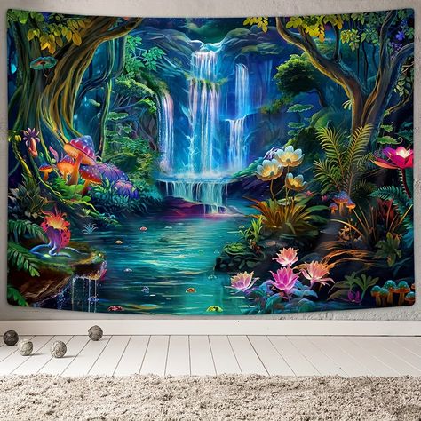 Faster shipping. Better service Aesthetic Tapestry, Landscape Tapestry, Natural Waterfalls, Forest Tapestry, Hanging Plant Wall, Plants Wall, Flower Tapestry, Tropical Landscape, Moon Tapestry