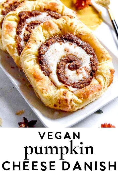 Pumpkin Breakfast Recipes Vegan, Vegan Apple Pastry, Vegan Moon Pie, Fall Vegan Baked Goods, Vegan Gf Fall Recipes, Vegan Danish Pastry, Vegan Breakfast Pastry, Fall Vegan Breakfast, Vegan Fall Baking Recipes