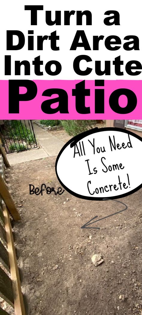 Do you have a small, ugly dirt area that won't grow grass? Try this easy idea with just concrete and a mold to turn it into a cute patio that is also easy to take care of. This is great for backyards, gardening areas, side yards, or anything that is just dirt. You can make this project in the summer, spring, or even the fall. It is cheap and easy! Backyard Patio Designs Diy Cheap, Cheap Small Backyard Ideas, Cheap Concrete Patio Ideas, Basic Backyard Ideas, Backyard Dirt Makeover, Diy Concrete Patio Ideas, Patio Ground Ideas On A Budget, Diy Front Patio Ideas, Small Outdoor Patio Ideas On A Budget Easy Diy