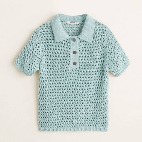 Crochet Polo Shirt, Crochet Polo, Polo Shirt Outfits, Chic Summer Style, Mens Casual Outfits Summer, Knitted Polo, Fashion Forecasting, High Street Fashion, Knit Polo