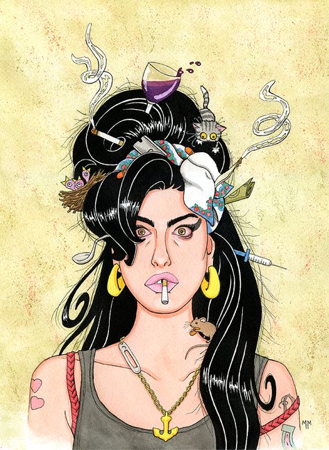 Feathers, Amy Winehouse Art Drawings, Amy Winehouse Drawing, Amy Winehouse Style, Amy W, Amy Winehouse, Arte Pop, Caricatures, Art Inspo