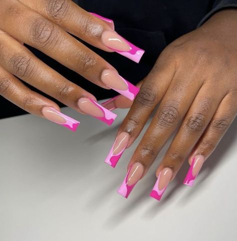 Pink Short Nail Designs, Nail Designs For Dark Skin, Nails Collection, Acrylic Toe Nails, Sassy Nails, Long Nail Designs, Colored Acrylic Nails, Girly Acrylic Nails, French Tip Acrylic Nails