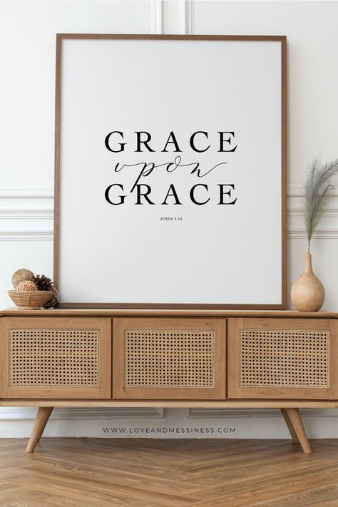 John 1 16, Scripture Wall Decor, Bible Verse Decor, Grace Upon Grace, Bible Wall Art, Bible Verse Signs, Scripture Wall, Christian Decor, Scripture Wall Art