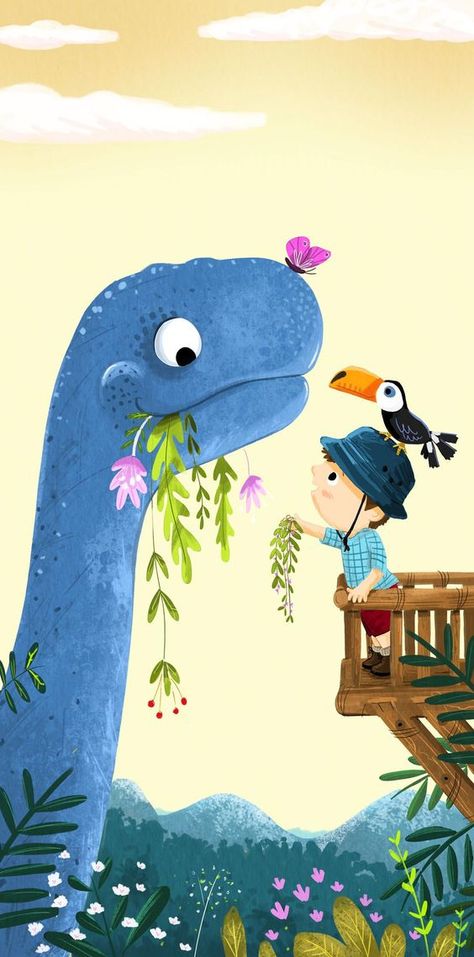 Illustration Art Kids, Dinosaur Illustration, Illustration Kids, Illustration Book, Picture Books Illustration, Childrens Books Illustrations, Book Illustration Art, Children Books, Illustration Ideas