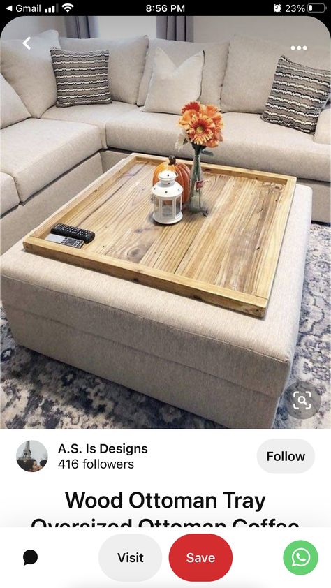 Puff Table Living Rooms, Sofa And Ottoman Ideas, Couch With Ottoman Ideas, Coffee Table For Sectional Couch, Sofa Table Decor Ideas, Sofa Table Ideas, Ottoman Coffee Table Decor, Center Table Design, Glass Sofa Table