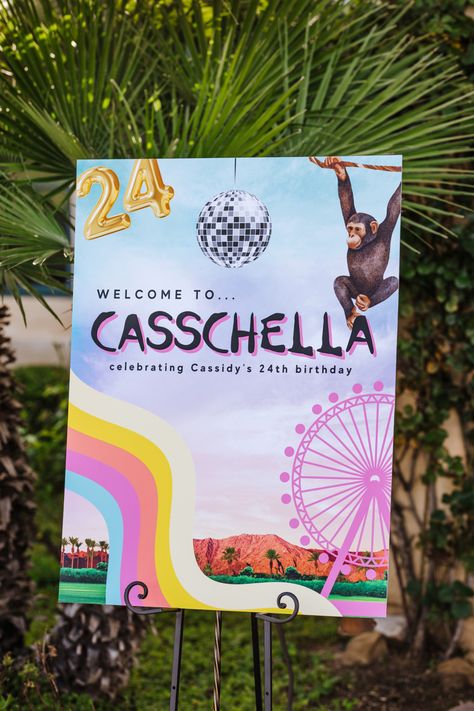 Coachella Sign, Cochella Party Theme Decor, Coachella Deco, Coachella Invitation, Coachella Party Ideas Decor, Coachella Theme Birthday, Coachella Merch, Festival Themed Birthday Party, Coachella Inspired Party