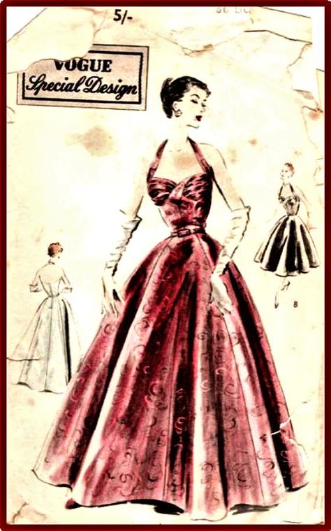 Vintage Fashion Sketches, قلادات متدلية, Vintage Vogue Sewing Patterns, Vogue Vintage, 50's Style, Scale Pattern, Vogue Sewing, Vogue Sewing Patterns, Manifestation Board