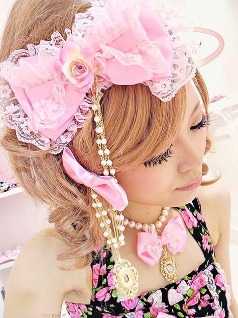 ✿*ﾟ’ﾟ･✿.｡.:* Magic Pearl Heart*.:｡✿*ﾟ‘ﾟ･✿.: DIY Popular Hime Gyaru Double Bow Hair Accessory Romantic Gyaru, Gyaru Inspiration, Hime Gal, Gyaru Kei, Gyaru Hair, Agejo Gyaru, Hair Elegant, Kawaii Hair, Kei Visual